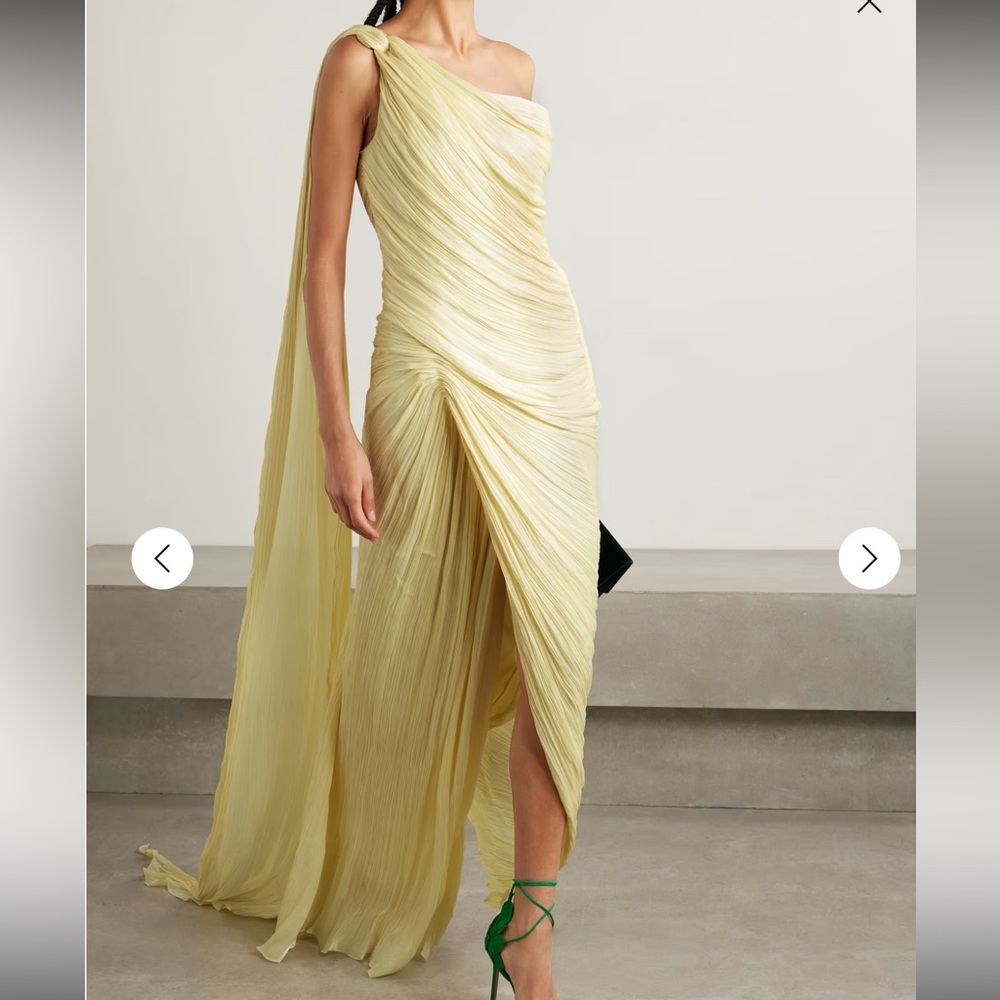 MARMAR HALIM One-shoulder draped plissé-silk gown (Celebrity designer)